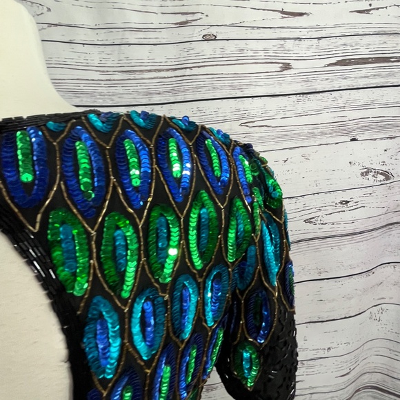 Amazing! Vintage Beaded and Sequin Silk Dress by Jennifer - Picture 9 of 17